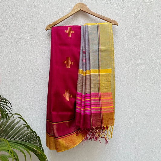 Madhu Sarang Handwoven Tussar Dupion Silk Saree