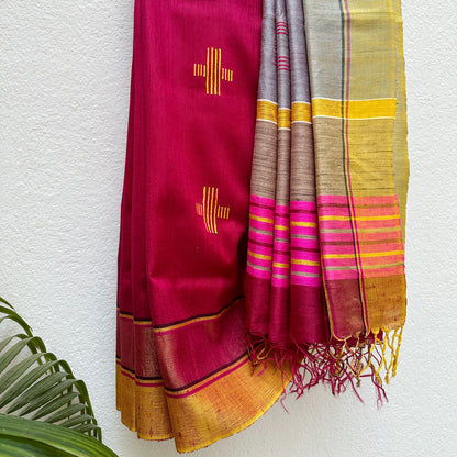 Madhu Sarang Handwoven Tussar Dupion Silk Saree