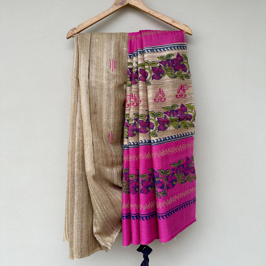 Madhuras Handblock Printed Silk Saree