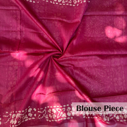 Magenta Pink Batik Cotton Silk Saree