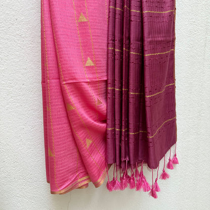 Magenta Spreen Cotton Silk Saree