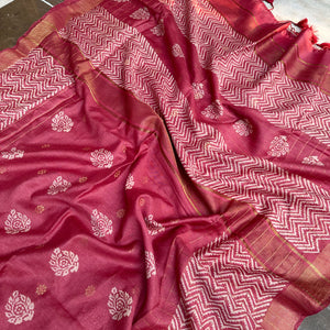 Mahua Handblock Printed Cotton Silk Saree