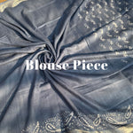 Load image into Gallery viewer, Manah Indigo Hand Block Cotton Linen Saree
