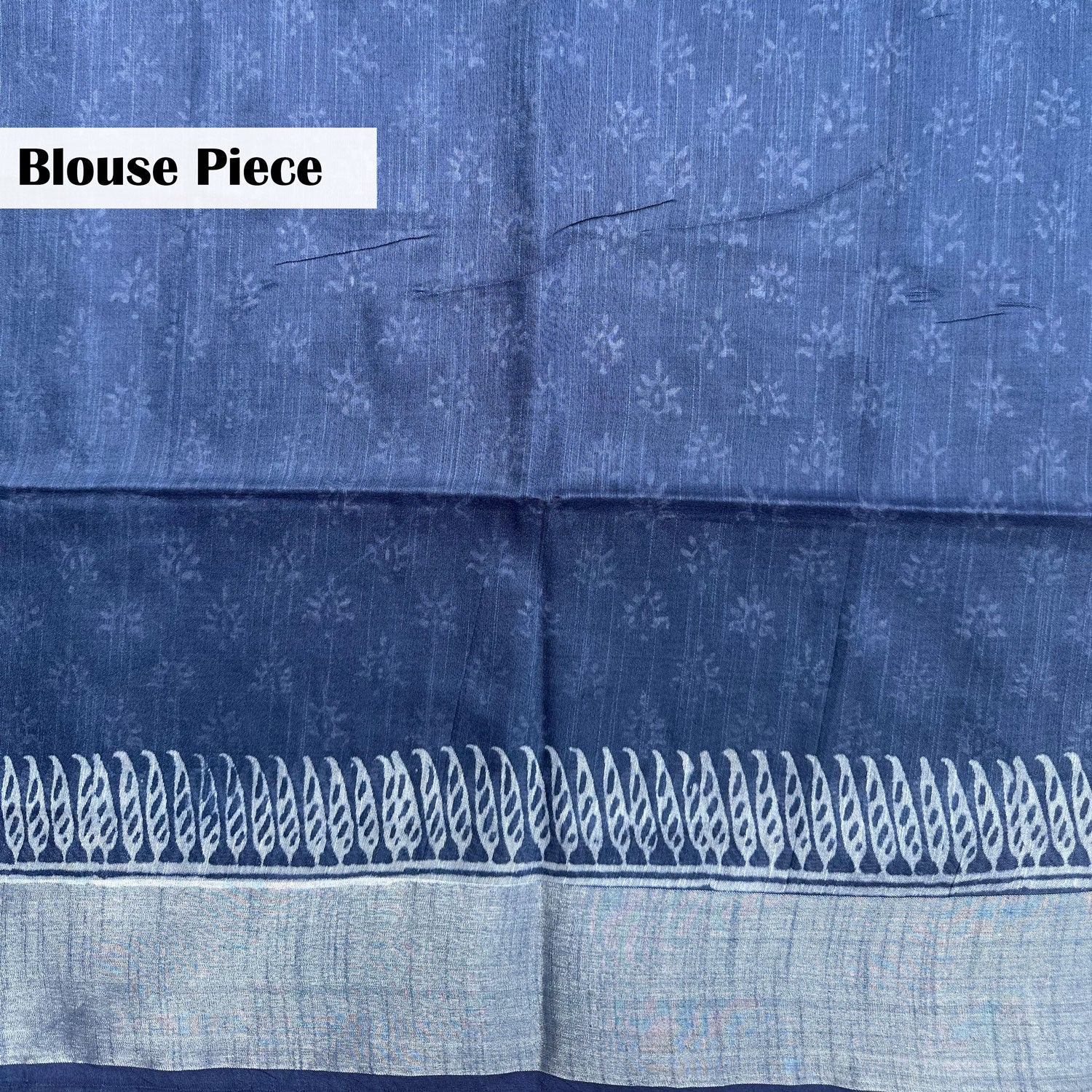 Blouse piece with sun buti block print on indigo cotton silk – Manah by The Thread Weavers