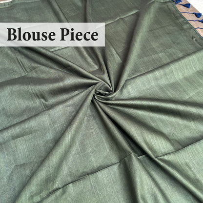 Medieval Blue Shibori Cotton Silk Saree