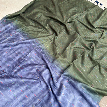 Medieval Blue Shibori Cotton Silk Saree
