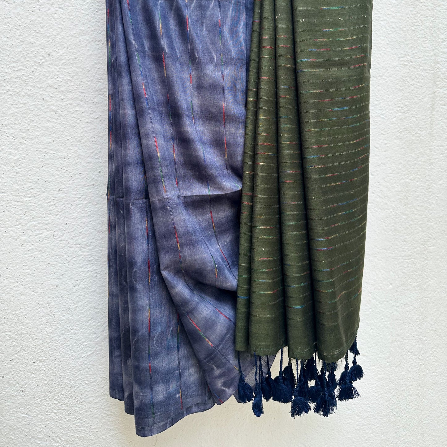 Medieval Blue Shibori Cotton Silk Saree