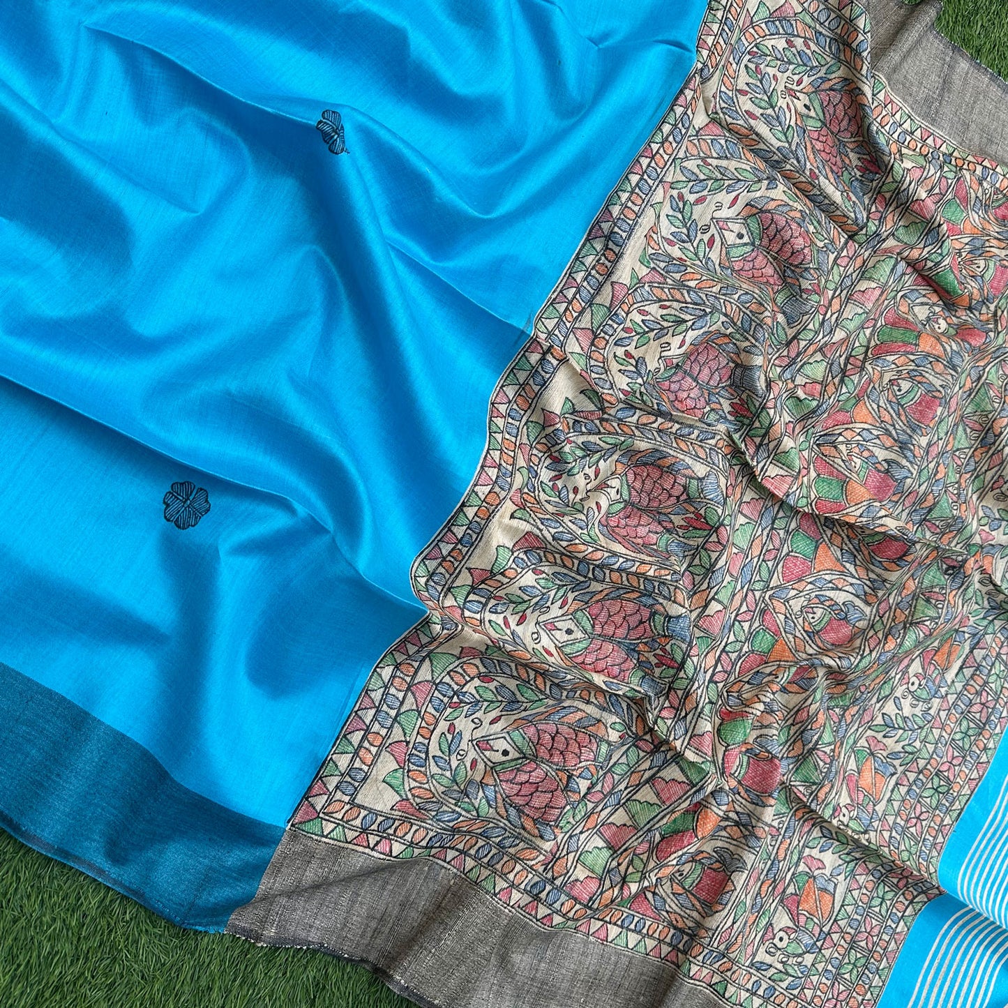 Meghdoot Handpainted Madhubani - Handwoven Tussar Silk Saree