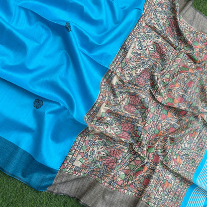 Meghdoot Handpainted Madhubani - Handwoven Tussar Silk Saree