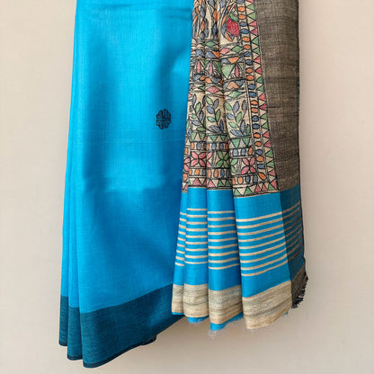 Meghdoot Handpainted Madhubani - Handwoven Tussar Silk Saree