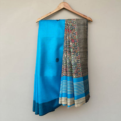 Meghdoot Handpainted Madhubani - Handwoven Tussar Silk Saree