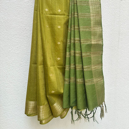 Mehendi Hues Cotton Silk Saree