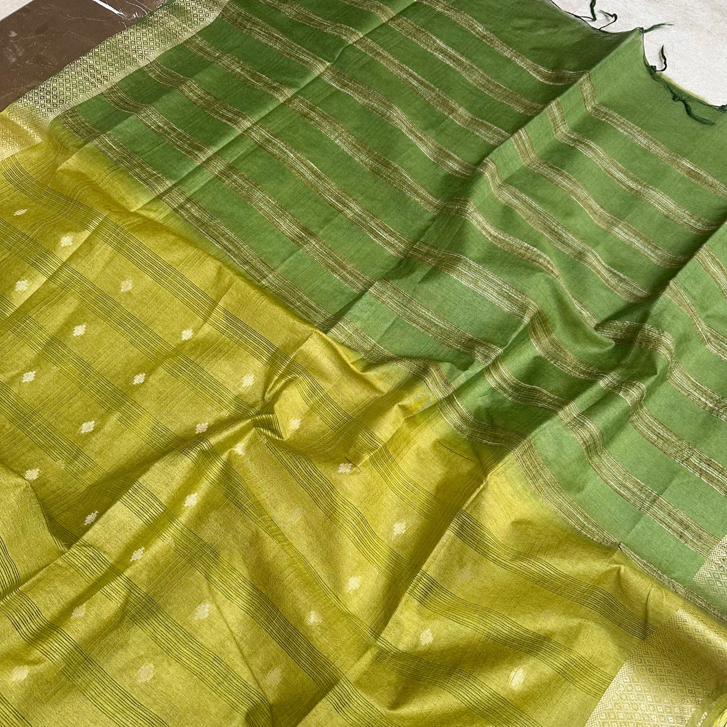 Mehendi Hues Cotton Silk Saree
