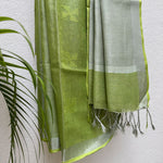 Load image into Gallery viewer, Melon Mojito Zari Linen Saree
