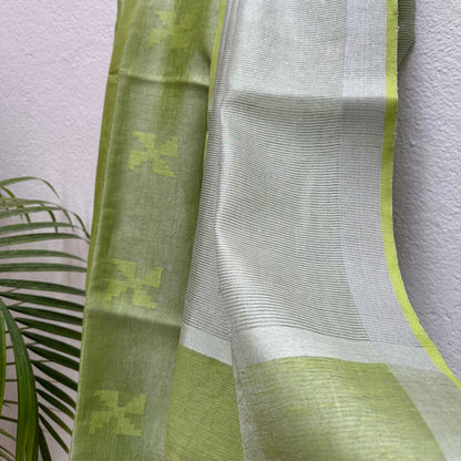 Melon Mojito Zari Linen Saree