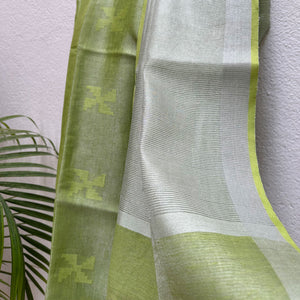 Melon Mojito Zari Linen Saree