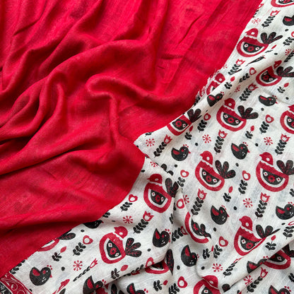 Midnight Aurora Printed Organic Linen Saree