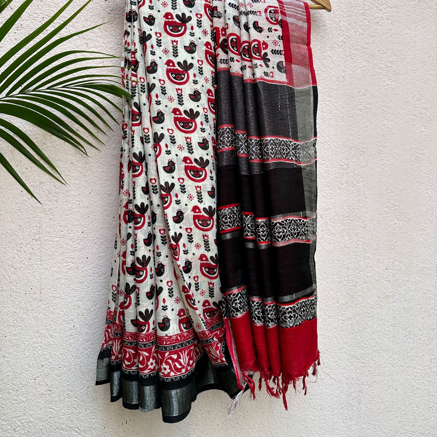 Midnight Aurora Printed Organic Linen Saree