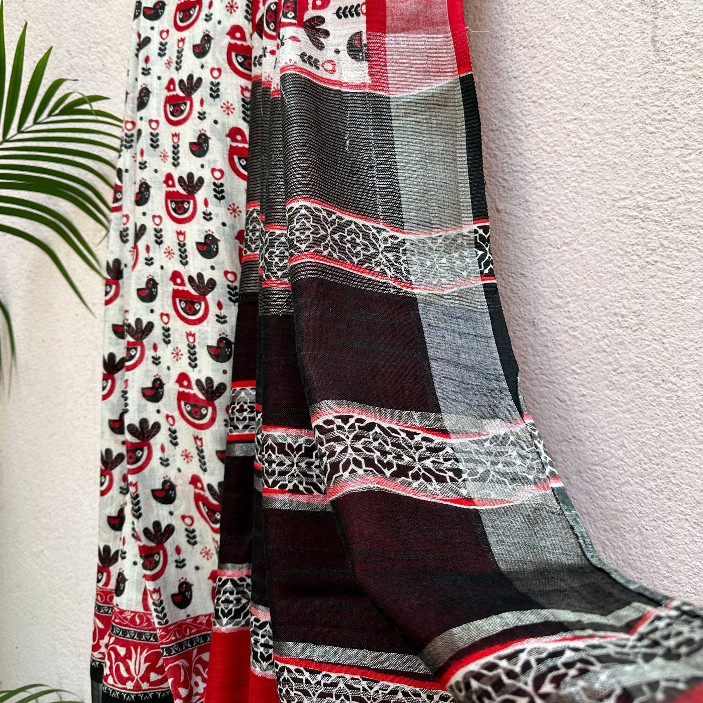 Midnight Aurora Printed Organic Linen Saree