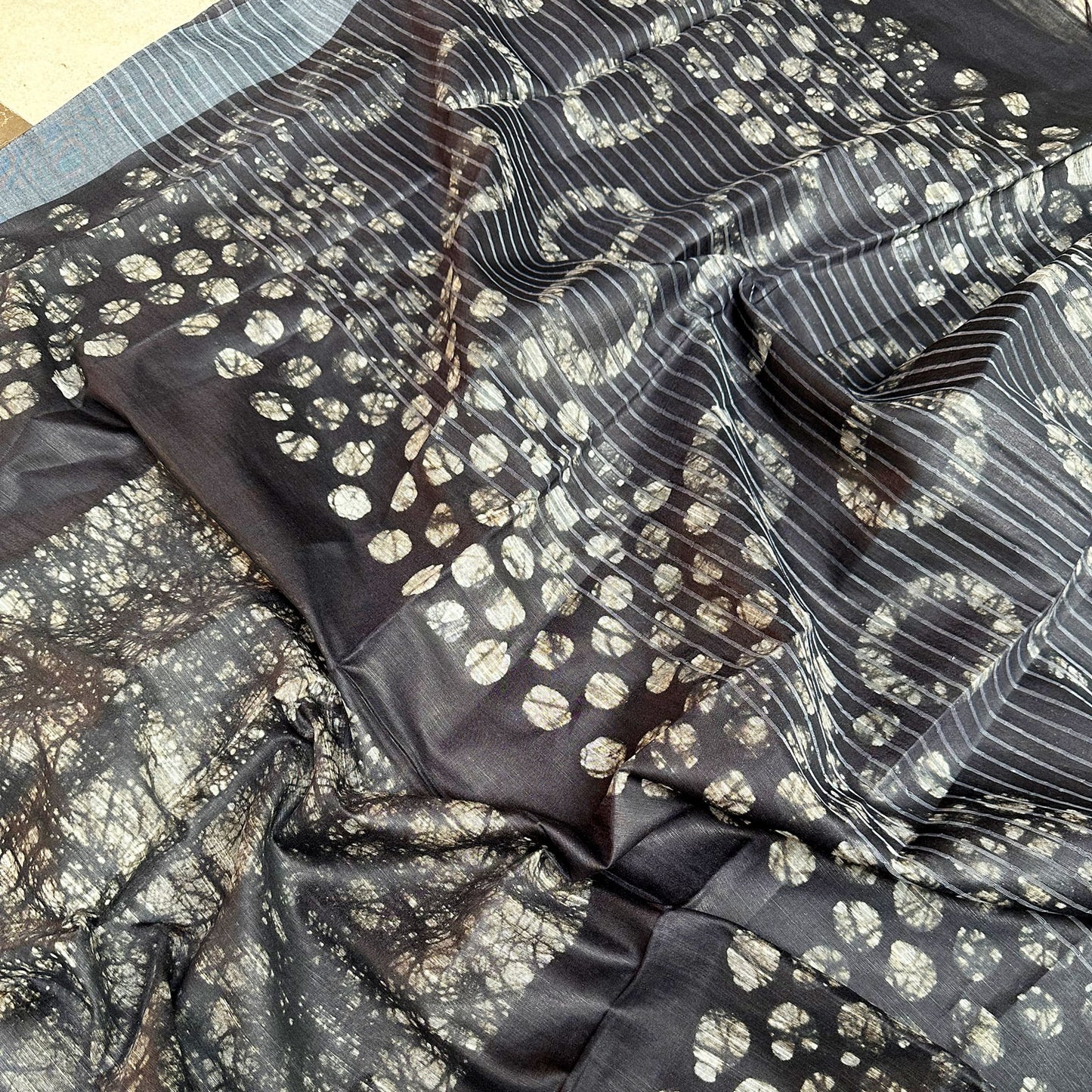 Midnight Batik Cotton Silk Saree