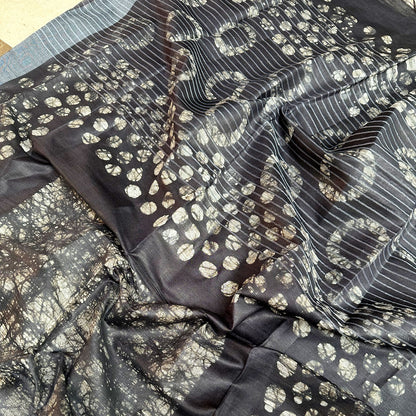 Midnight Batik Cotton Silk Saree