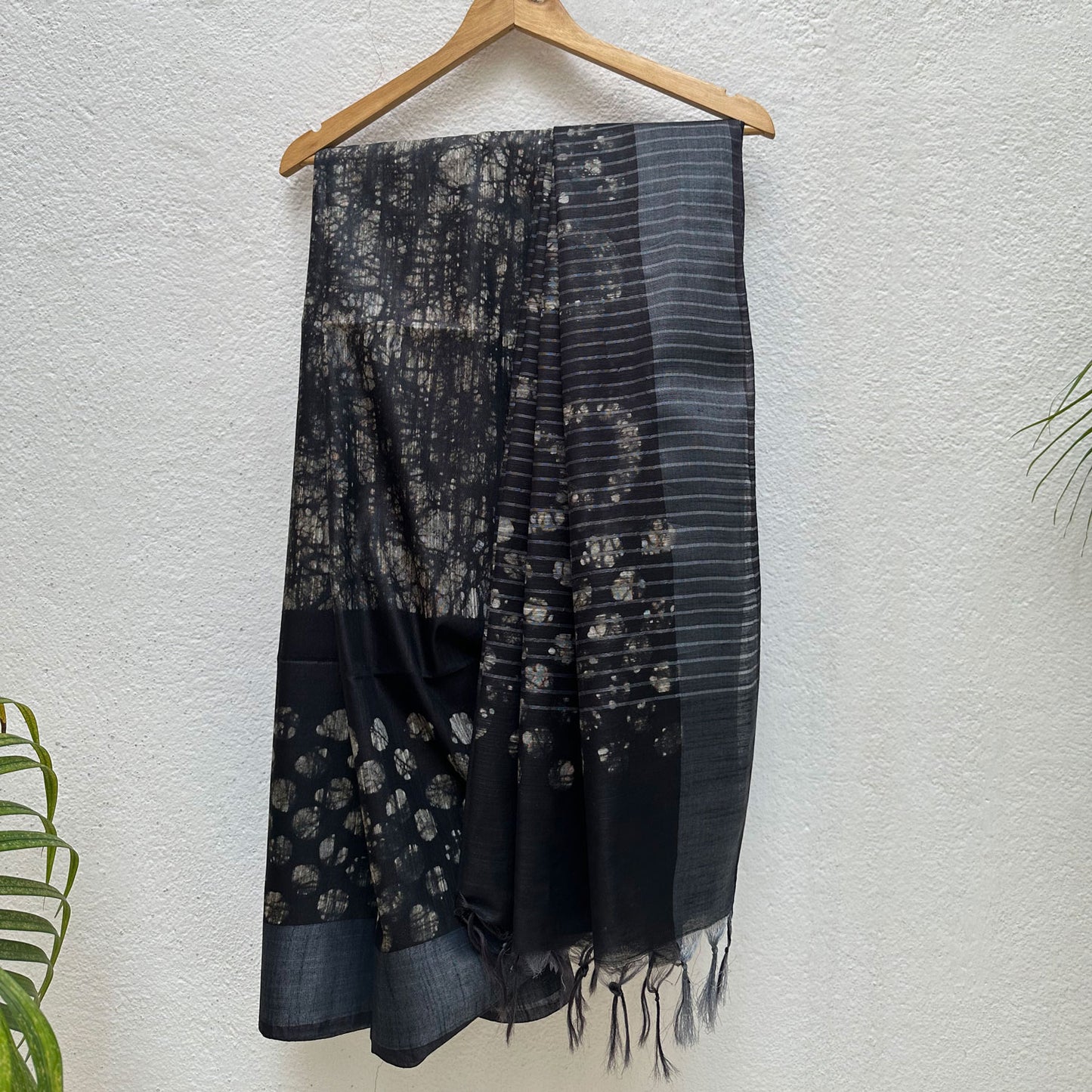 Midnight Batik Cotton Silk Saree