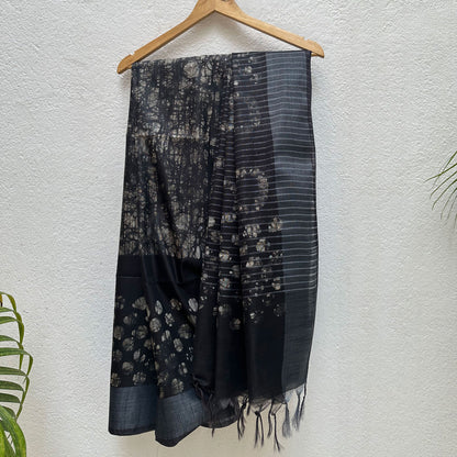 Midnight Batik Cotton Silk Saree