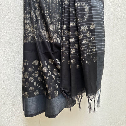 Midnight Batik Cotton Silk Saree