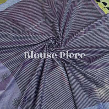 Midnight Blue Cotton Bamboo Silk Saree