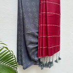 Load image into Gallery viewer, Midnight Sky Cotton Viscose Silk Saree
