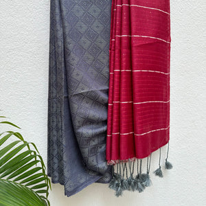 Midnight Sky Cotton Viscose Silk Saree