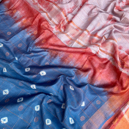 Midnight Sky Shibori Cotton Silk Saree