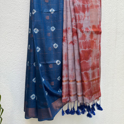 Midnight Sky Shibori Cotton Silk Saree