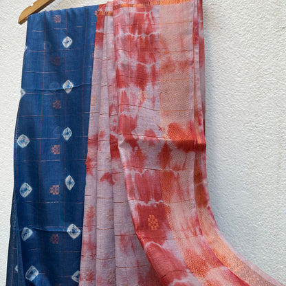 Midnight Sky Shibori Cotton Silk Saree