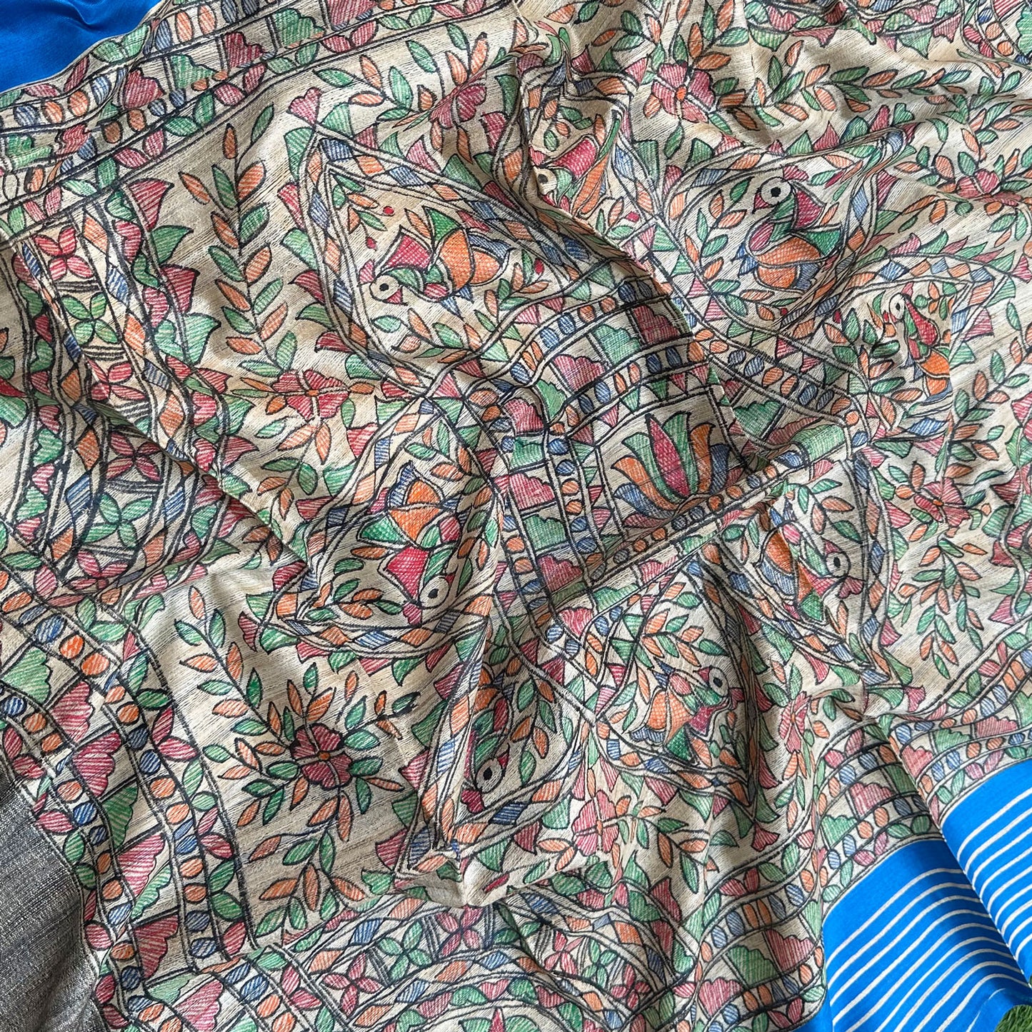 Mithila Handpainted Madhubani Silk Saree