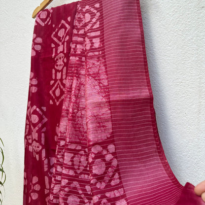 Molten Lava Batik Cotton Silk Saree