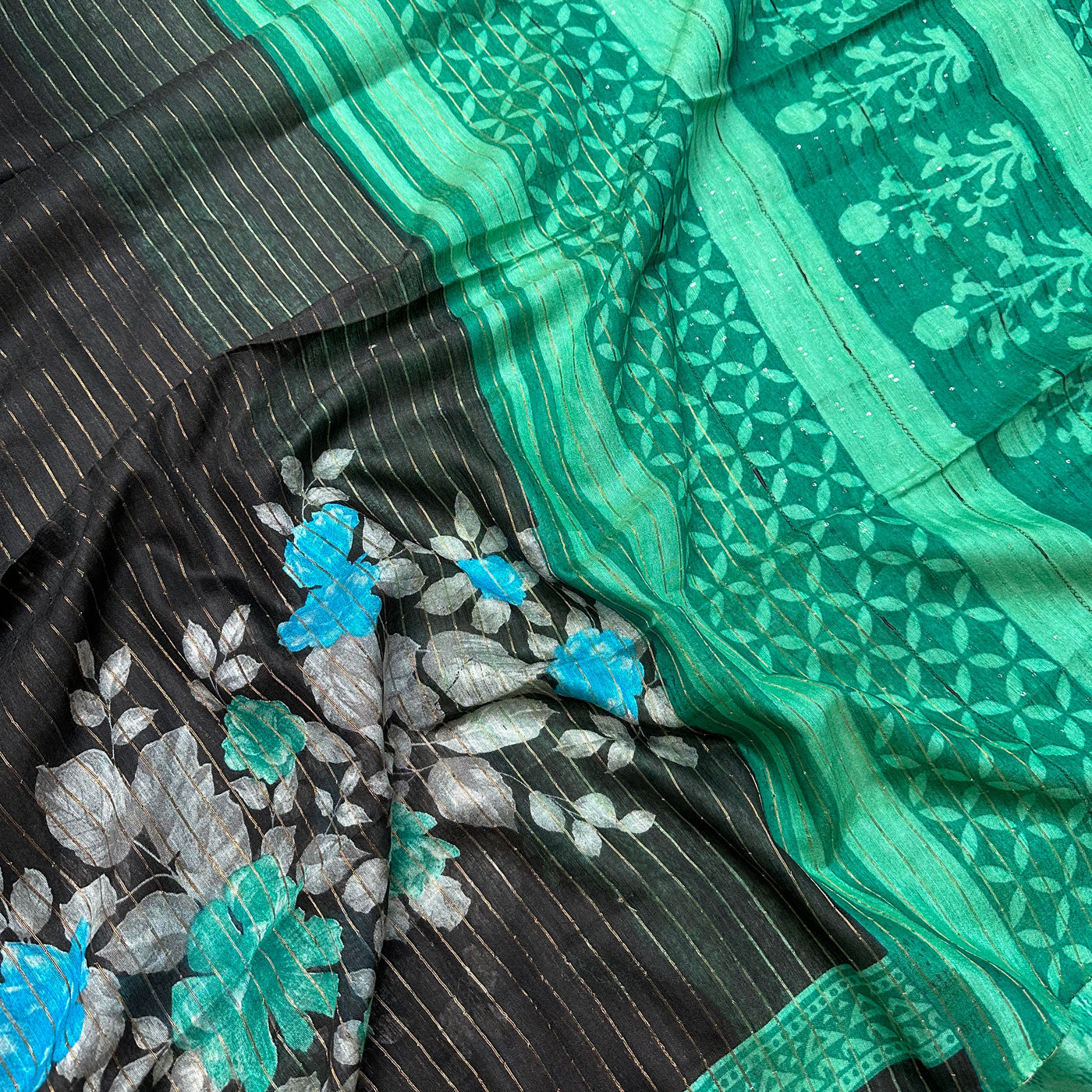 Moonless Night Cotton Silk Printed Saree