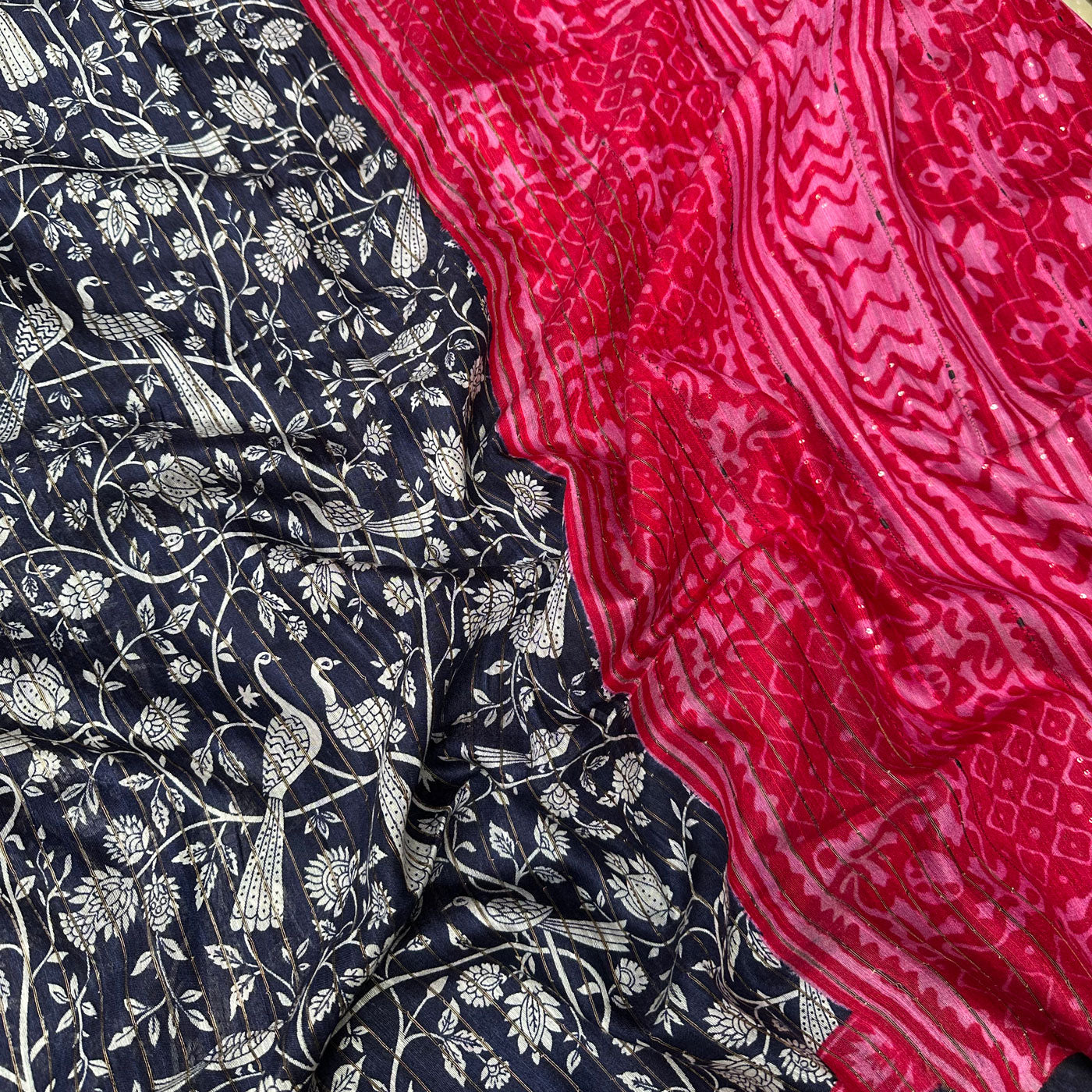 Moonlit Peacock Cotton Silk Printed Saree