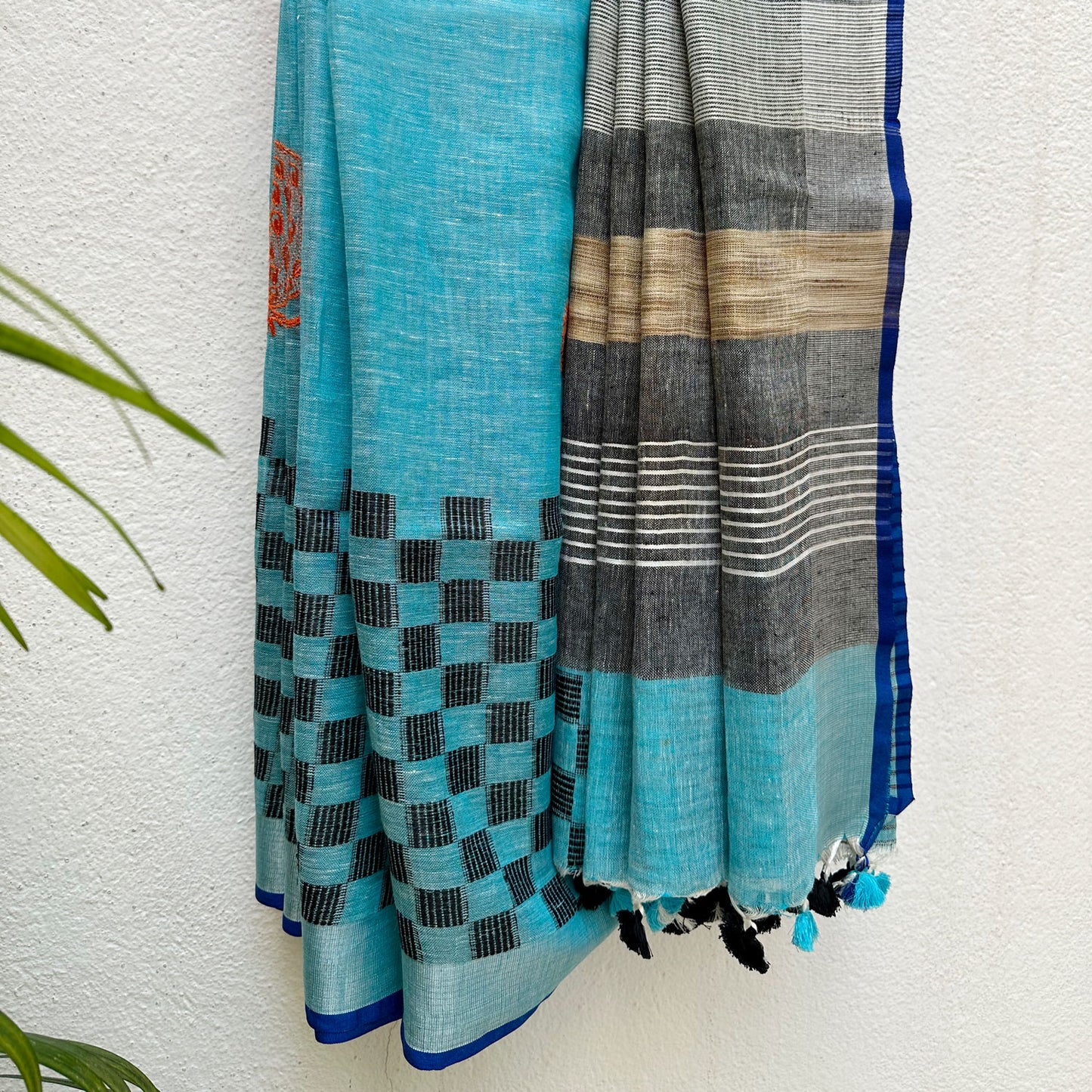 Mor Bagh Linen Embroidered Saree