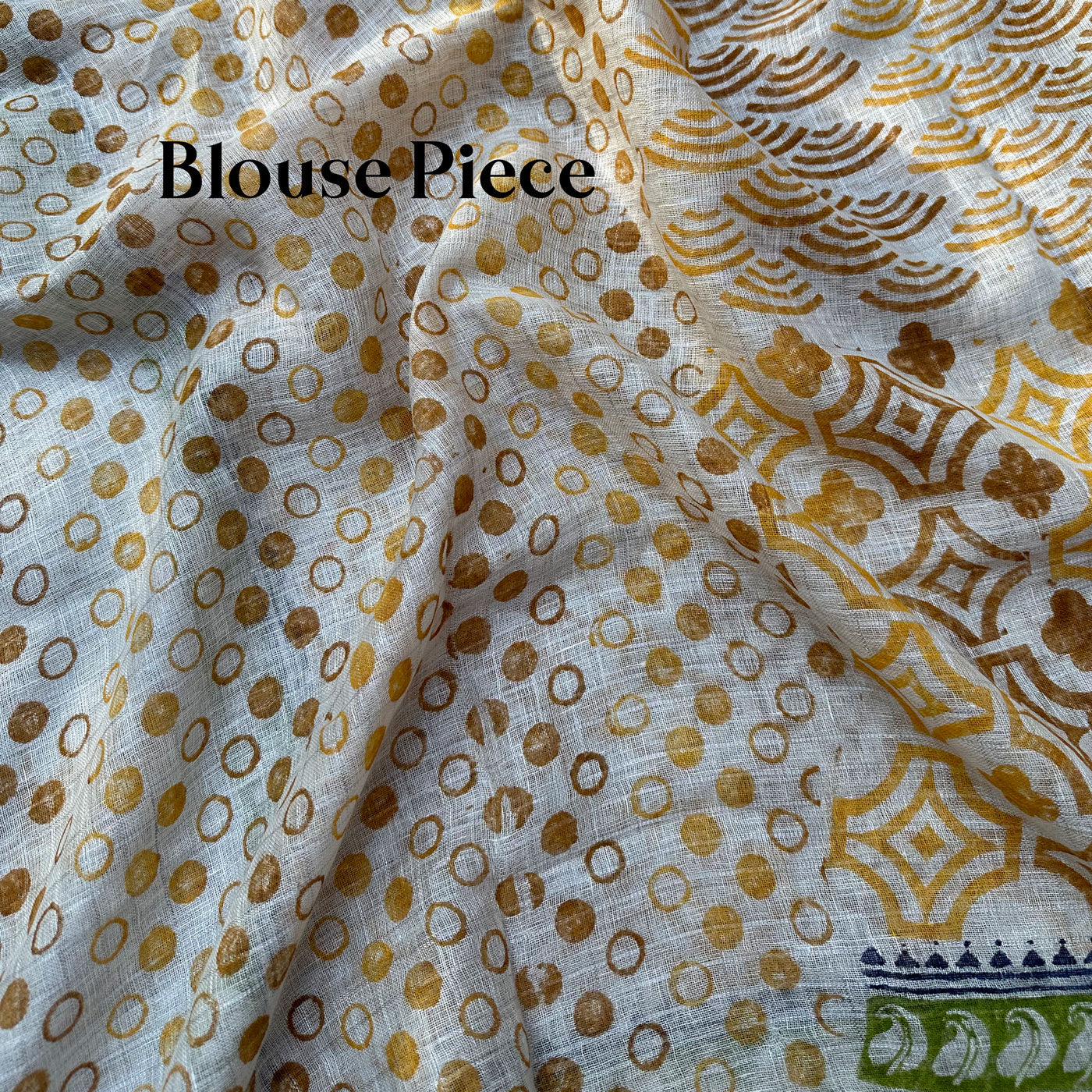 Morning Dew Handblock Printed Pure Linen Saree