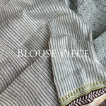 Load image into Gallery viewer, Nalini Handblock Printed Silk Linen Saree
