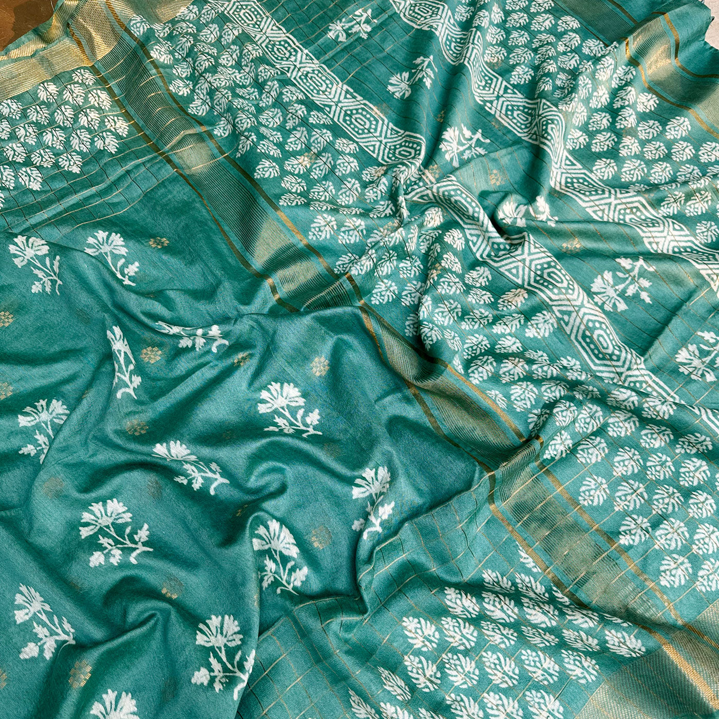 Nargis Handblock Printed Cotton Silk Saree