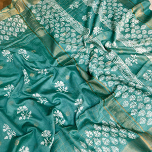 Nargis Handblock Printed Cotton Silk Saree