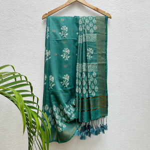 Nargis Handblock Printed Cotton Silk Saree