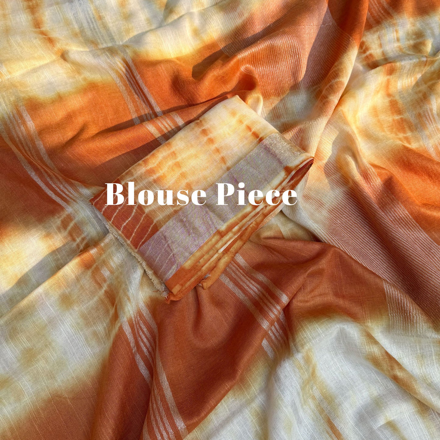 Nasturtium Shibori Cotton Linen Saree