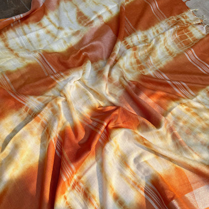 Nasturtium Shibori Cotton Linen Saree