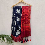 Load image into Gallery viewer, Nautical Floral Cotton Silk Printed Saree
