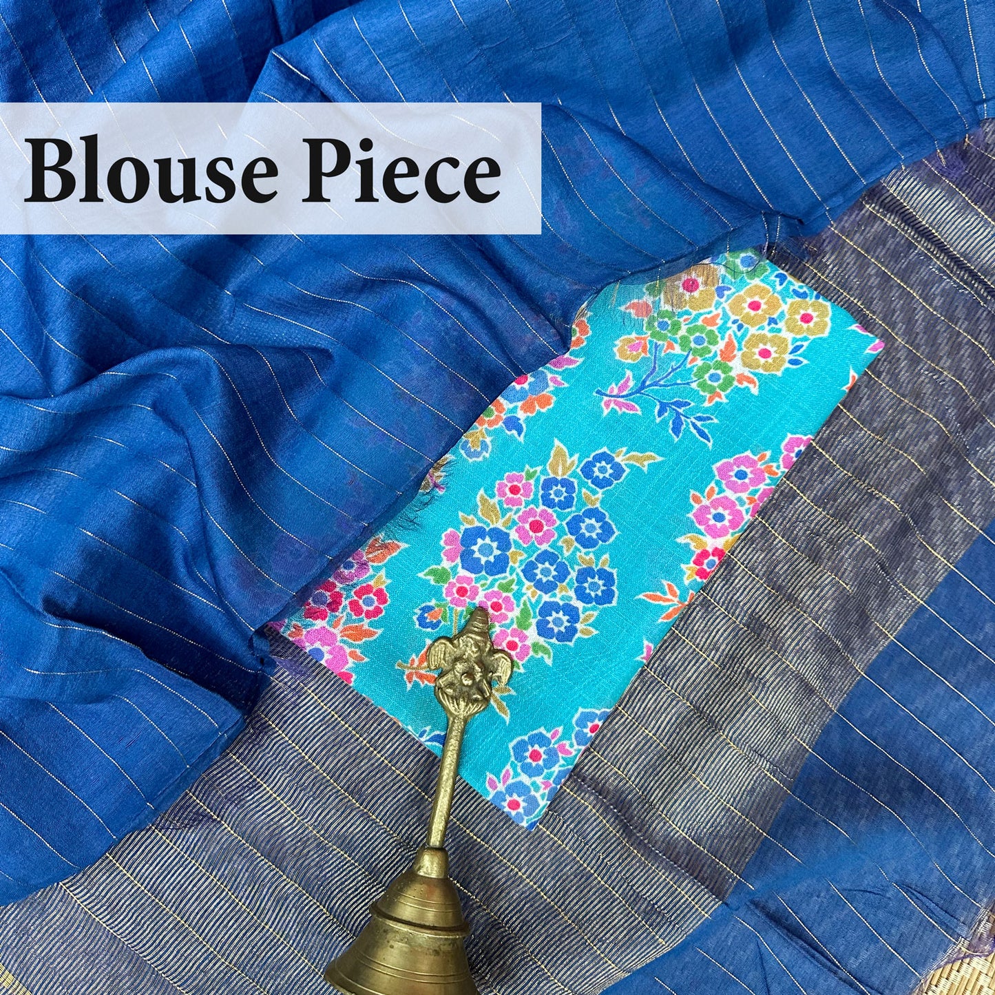 Neela Aasmaan Cotton Silk Saree with Printed Blouse