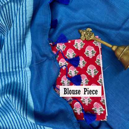 Neeli Ankhein Cotton Saree with Printed Blouse