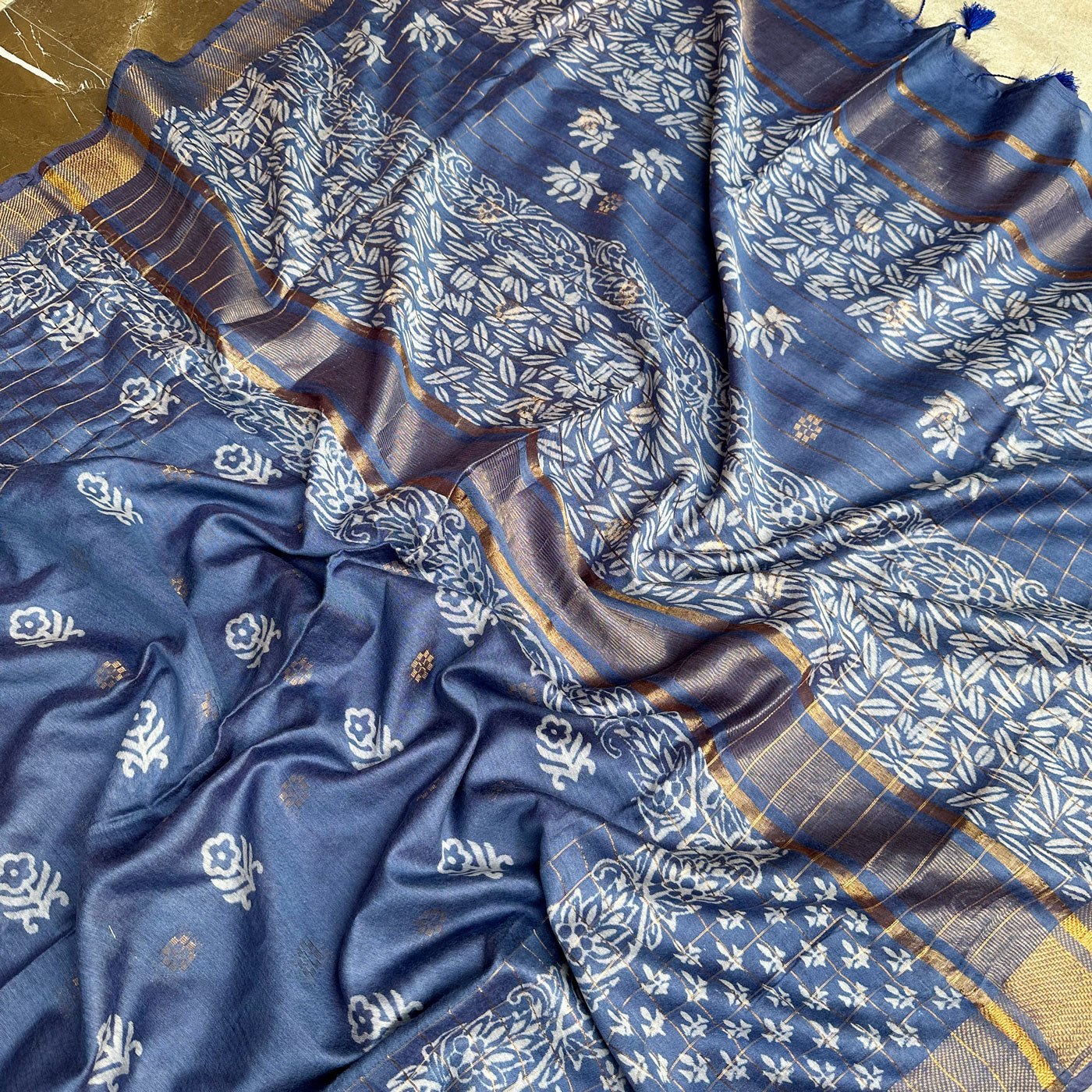 Neelkamal Handblock Printed Cotton Silk Saree